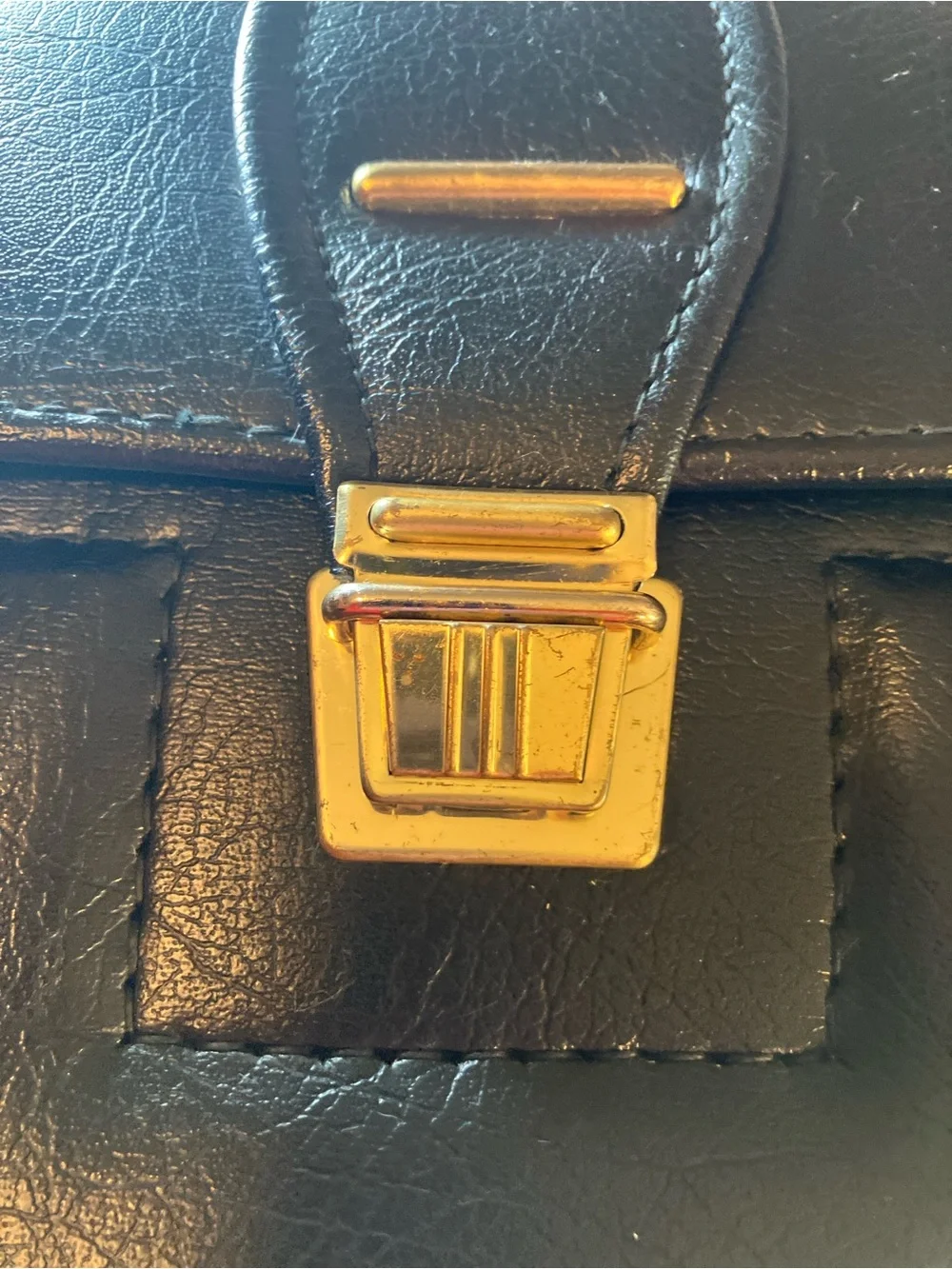 Vintage Amiet Camera Bag Faux Leather Crossbody Case Black Blue Interior
